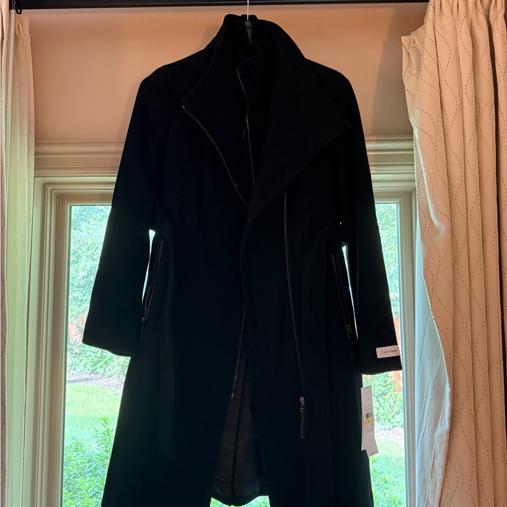 NWT Calvin Klein Black Trench Coat